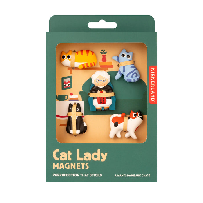 Kikkerland Fridge Magnets Set of 5, Cat Lady