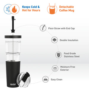 Asobu Marina 2-in-1 Tumbler, Black