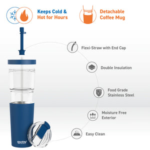 Asobu Marina 2-in-1 Tumbler, Blue