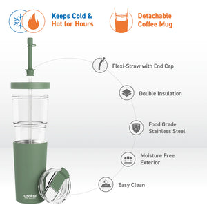 Asobu Marina 2-in-1 Tumbler, Basil Green