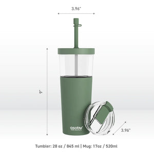 Asobu Marina 2-in-1 Tumbler, Basil Green