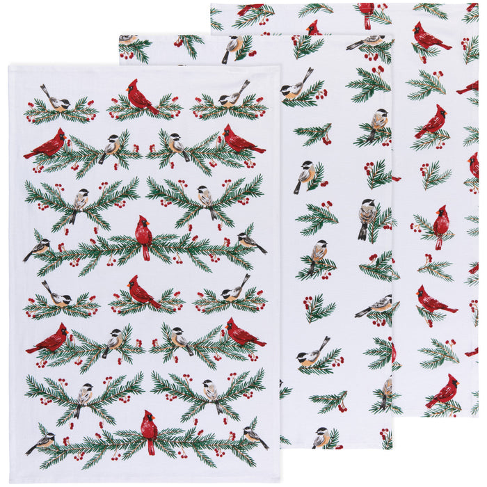 Danica Now Designs Flour Sack Tea Towel Set of 3, Birds & Boughs