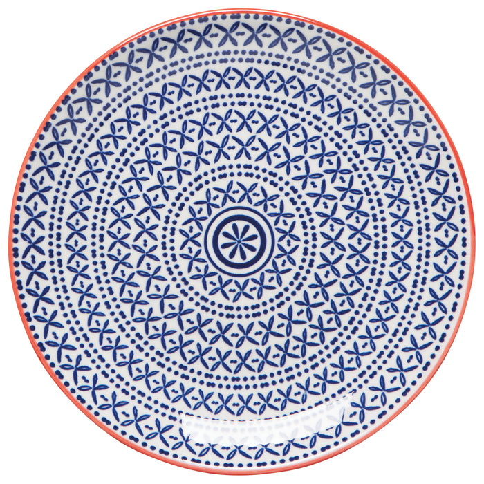 Danica Now Designs Stamped Appetizer Plate 6 Inch, Blue Cross