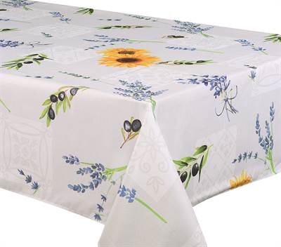 Texstyles Deco Tablecloth 58 x 78 Inch, Oliviera Natural