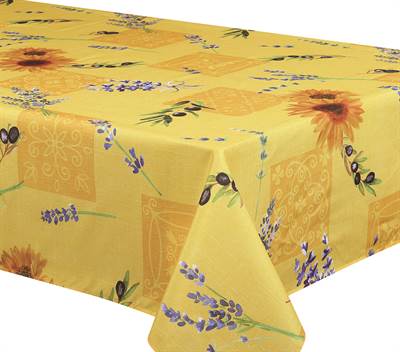 Texstyles Deco Tablecloth 58 x 94 Inch, Oliviera Yellow