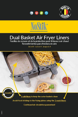 NoStik Reusable Dual Basket Air Fryer Liners Set of 4