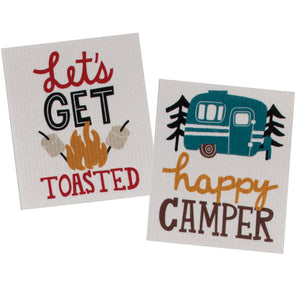 Kay Dee Swedish Dishcloths Set of 2, Cabin Fever Combo (Toasted/Happy Camper)