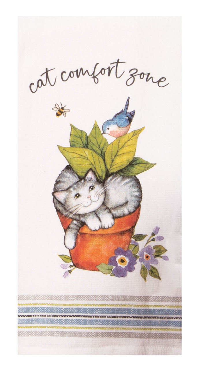 Kay Dee Dual Purpose Terry Tea Towel, Curious Kittens Comfort Zone