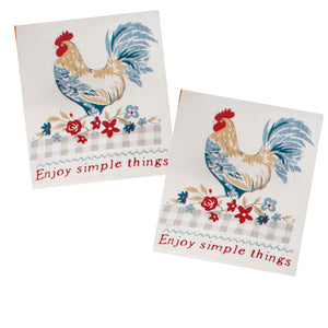 Kay Dee Swedish Dishcloth Set of 2, Countryside Rooster