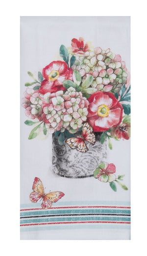 Kay Dee Dual Purpose Terry Tea Towel, Garden Butterfly Floral Bouquet