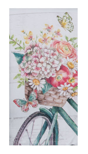 Kay Dee Dual Purpose Terry Tea Towel, Garden Butterfly Bike Floral