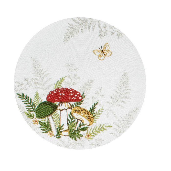 Kay Dee Designs Round Braided Placemat, Botanical Mushroom