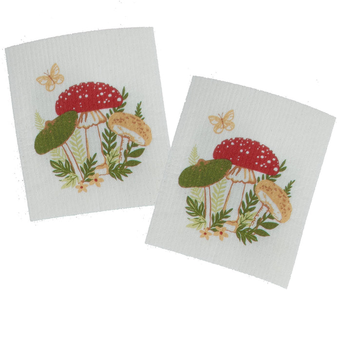 Kay Dee Swedish Dishcloth Set of 2, Botanical Mushrooms