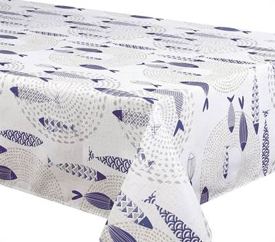 Texstyles Deco Tablecloth 58 x 78 Inch, Santorini Blue
