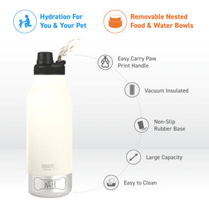 Asobu Buddy Water Bottle 1L | 34oz, White