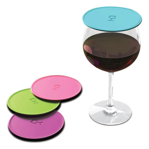 Drink Tops™ Solid Wine Covers Pack of 4 (Assorted Colours)