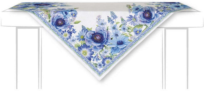 IHR Tablecloth 40 x 40 Inch, Springtime Blues Light Blue