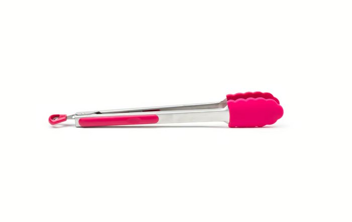 Fox Run Silicone Locking Tongs 12 Inch, Raspberry Pink