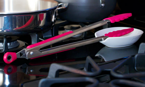Fox Run Silicone Locking Tongs 12 Inch, Raspberry Pink