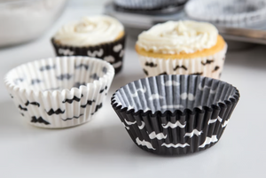 Fox Run Baking Cups, Black & White Mustache