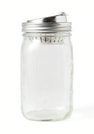 Jarware Stainless Steel 2-in-1 Drinking Lid for Wide Mouth Mason Jar