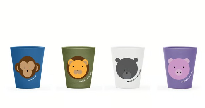 Red Rover Kids Bamboo Cups Set of 4, Animals