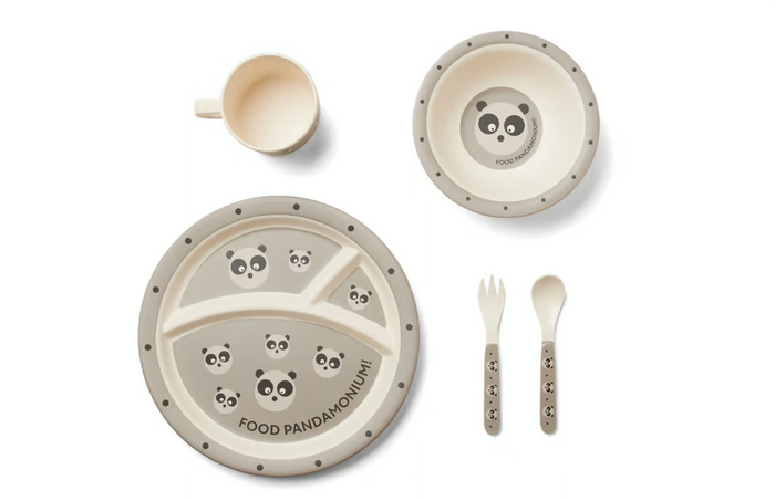 Red Rover Kids Dinnerware Set of 5, Panda