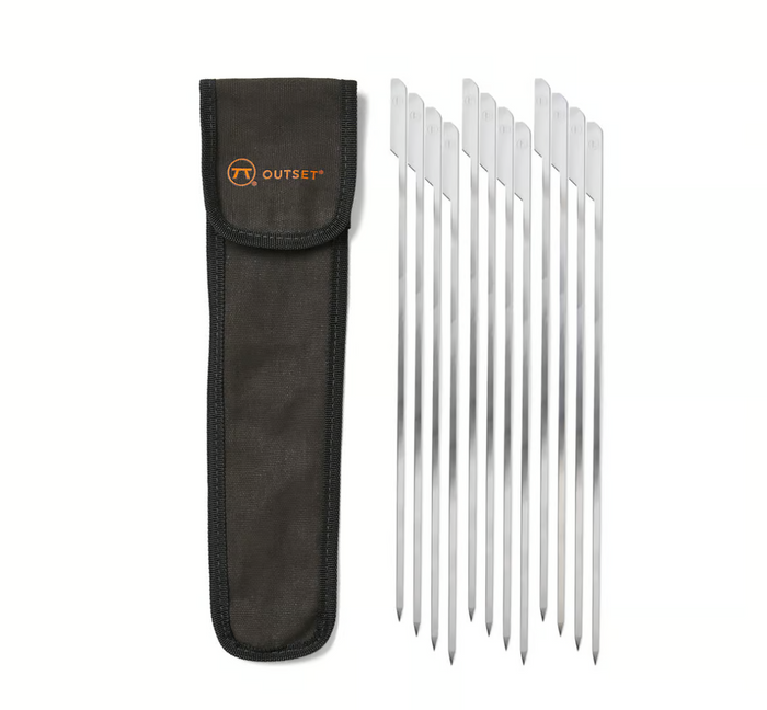 Outset BBQ Paddle Skewers with Black Canvas Storage Bag 12 Inch