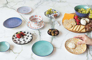 Danica Now Designs Stamped Appetizer Plate 6 Inch, Blue Cross