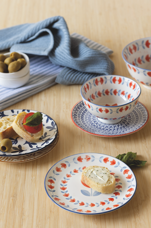 Danica Now Designs Stamped Appetizer Plate 6 Inch, Blue Cross