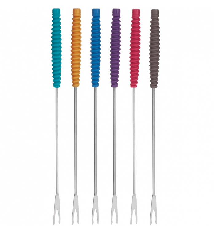 Trudeau Fondue Forks Silicone Coloured Handled Set of 6