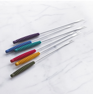 Trudeau Fondue Forks Silicone Coloured Handled Set of 6