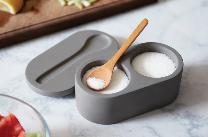 Fox Run Cement Double Salt Cellar, Slate Grey