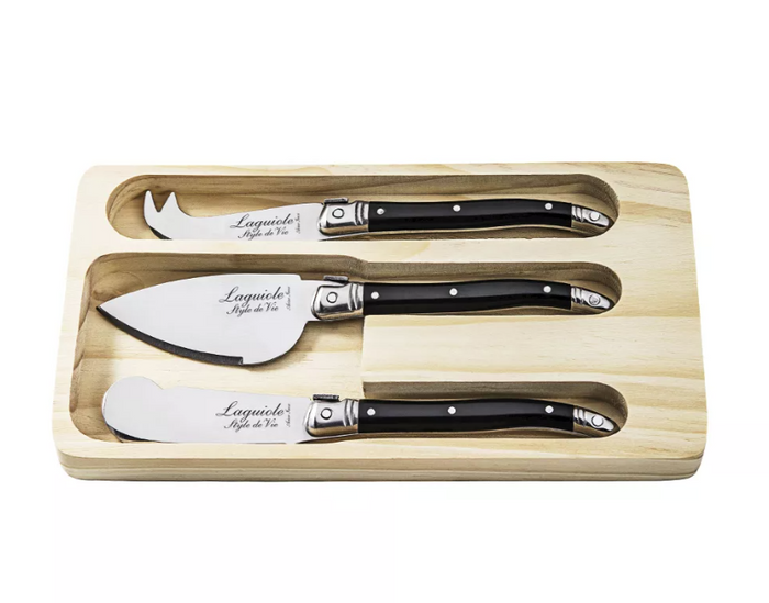 Laguiole Style de Vie Cheese Knives Set of 3, Black