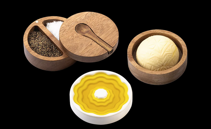 Style de Vie Ceramic Olive Oil Dish, Salt & Pepper Cellar & Butter Dish