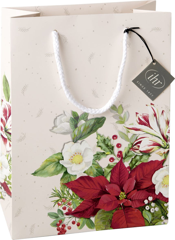 IHR Gift Bag, Christmas Florals White