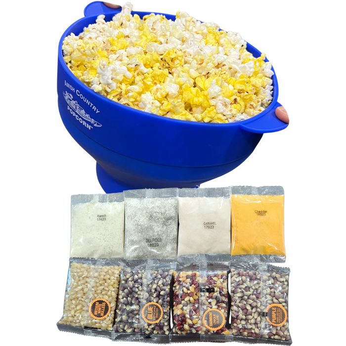 Amish Country Popcorn Silicone Microwave Popcorn Popper Set