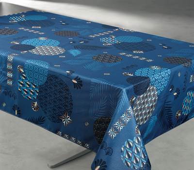 Texstyles Deco Tablecloth 70 Inch Round, Vickie Blue