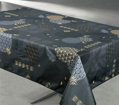 Texstyles Deco Tablecloth 58 x 108 Inch, Vickie Grey