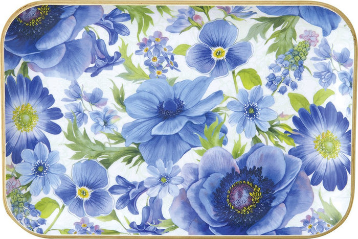 IHR Medium Wooden Tray, Springtime Blues Light Blue