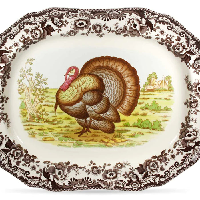 Spode Woodland Octagal Platter 19 Inch, Turkey