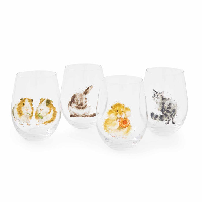 Wrendale Designs Glass Tumblers Set of 4, Animals