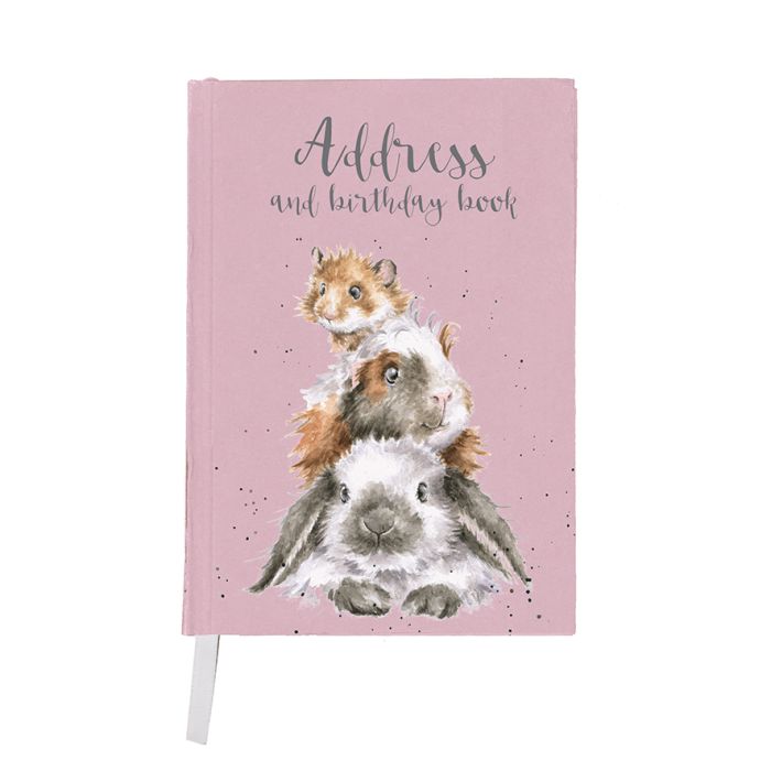 Wrendale Designs Address Book, 'Piggy in the Middle' Guinea Pig & Rabbit