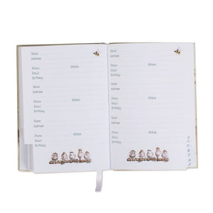 Wrendale Designs Address Book, 'Piggy in the Middle' Guinea Pig & Rabbit