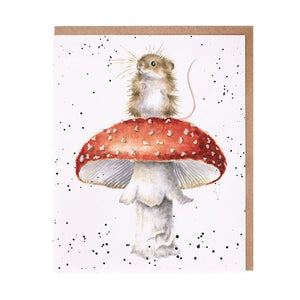 Wrendale Designs Greeting Card, Blank 'He's a Fun-Gi' Mouse