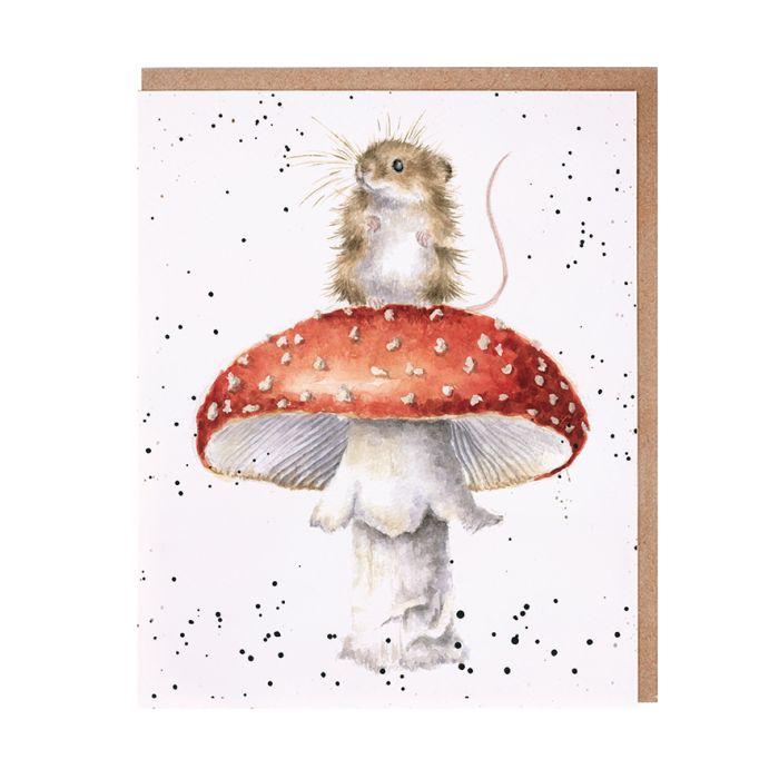 Wrendale Designs Greeting Card, Blank 'He's a Fun-Gi' Mouse