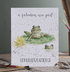 Wrendale Designs Greeting Card, New Home 'New Pad' Frog