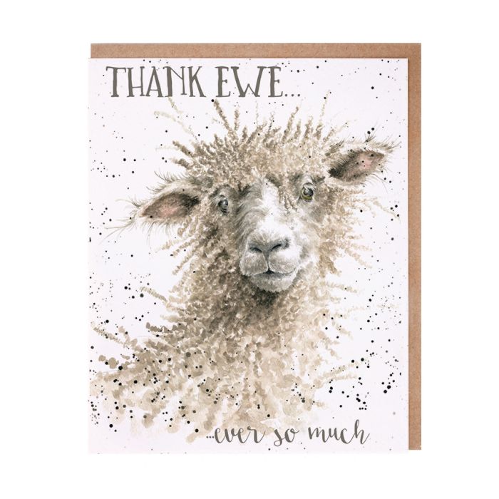 Wrendale Designs Greeting Card, Thank You 'Thank Ewe' Sheep