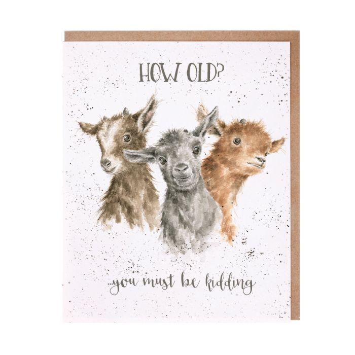 Wrendale Designs Greeting Card, Birthday 'Just Kidding' Goat