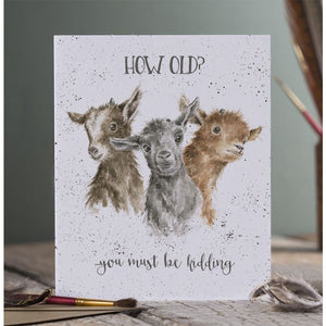 Wrendale Designs Greeting Card, Birthday 'Just Kidding' Goat